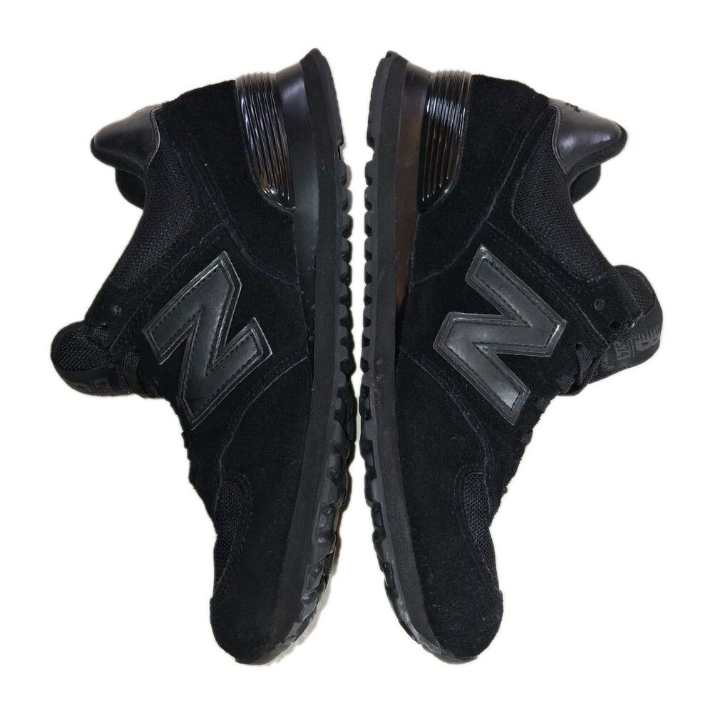 New Balance 574 Men's Triple Black Suede Mesh Sneakers Size 8D M574TBK